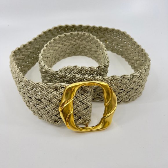 Vintage 1990\'s De Vecchi Woven Belt With Polished Gold Finish Cast Metal Buckle main image 4